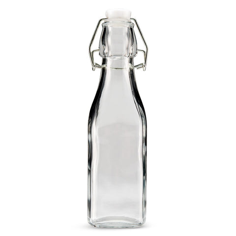 Swing Top Glass 8 1/2 Oz. Square Bottle - Set of 6