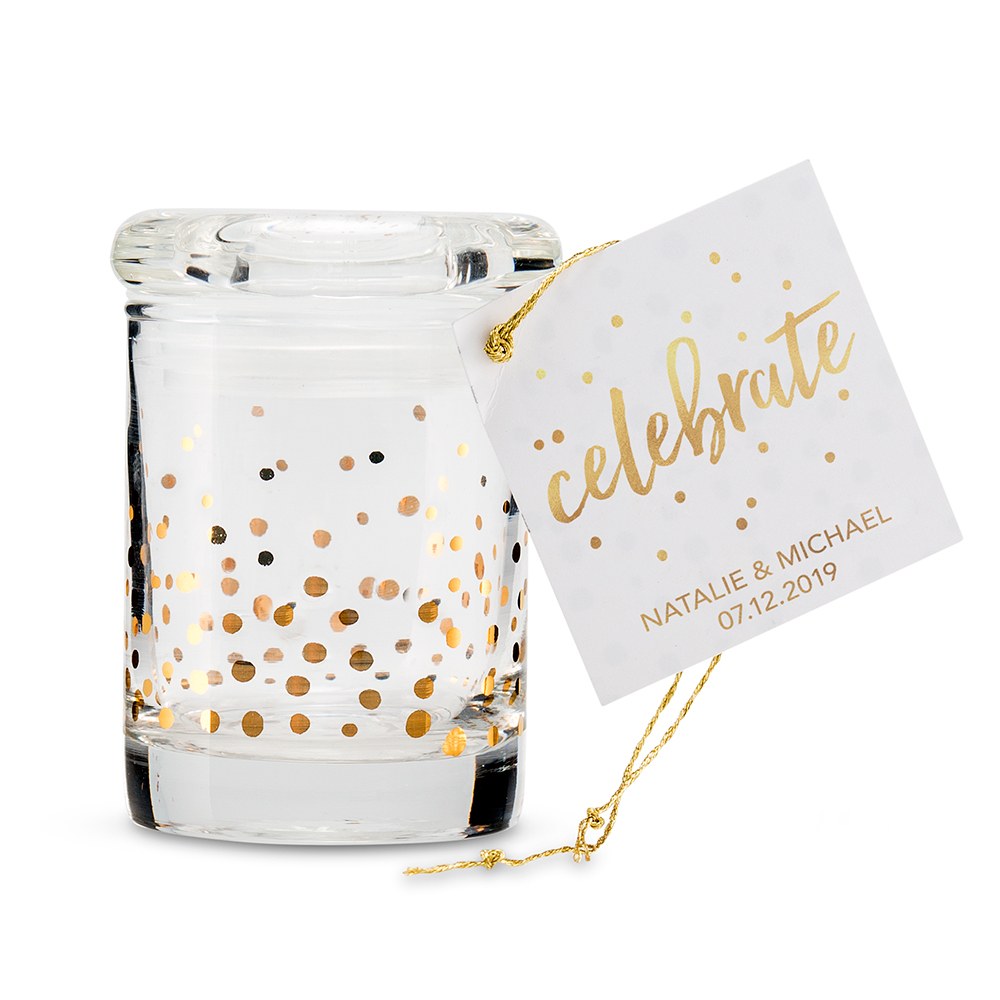 Gold Foil Confetti Mini Glass Favor Jar With Lid (6)