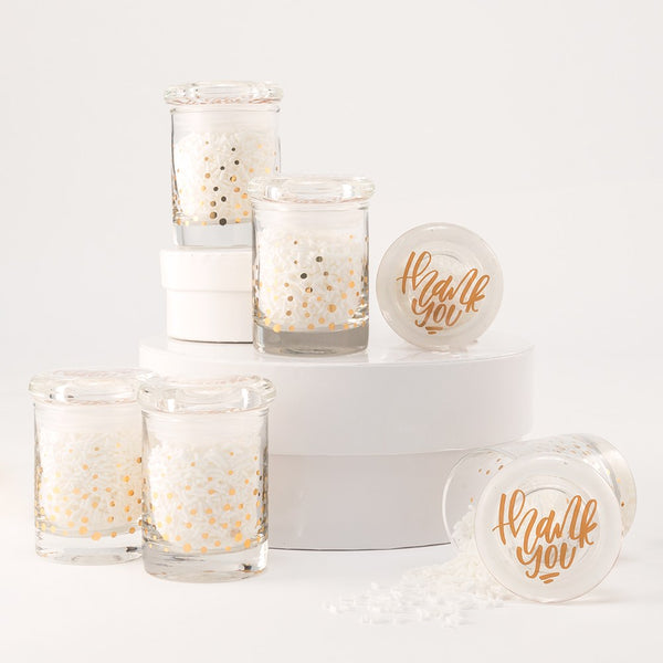 Gold Foil Confetti Mini Glass Favor Jar With Lid (6)