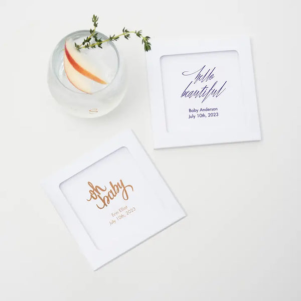 Personalised Glass Drink Coaster Favour - Baby Shower | More Occasions