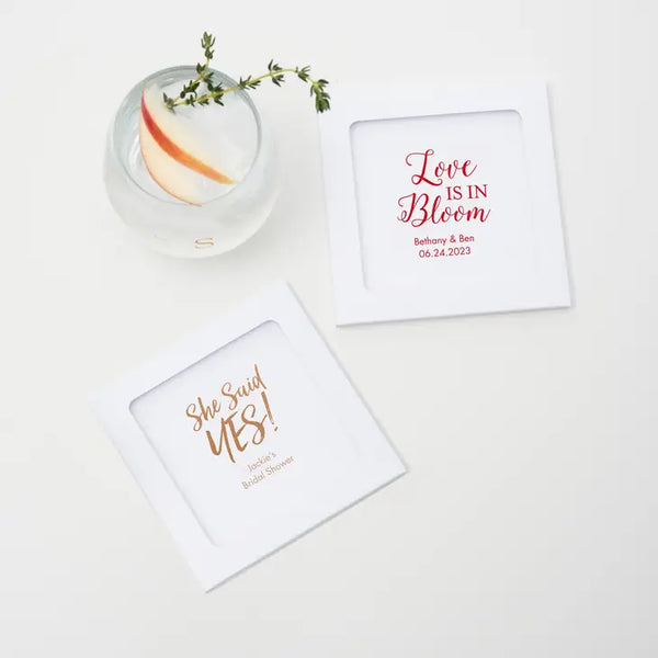 Personalised Glass Drink Coaster Wedding Favour - Bridal Shower | More Occasions