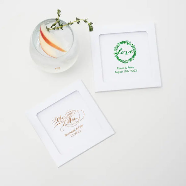 Personalized Glass Drink Coaster Wedding Favour - Wedding | More Occasions