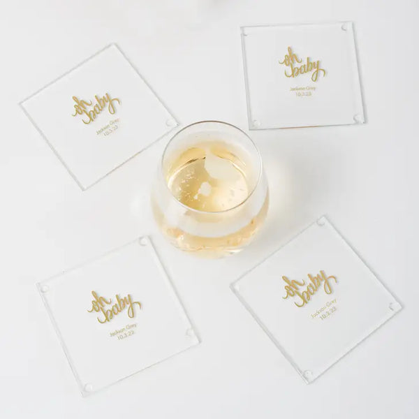 Personalised Glass Drink Coaster Favour - Baby Shower | More Occasions