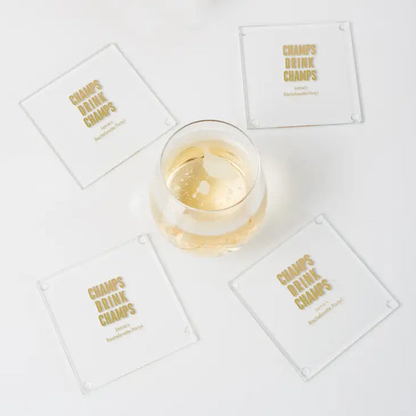 Personalised Glass Drink Coaster Wedding Favour - Bachelorette | More Occasions