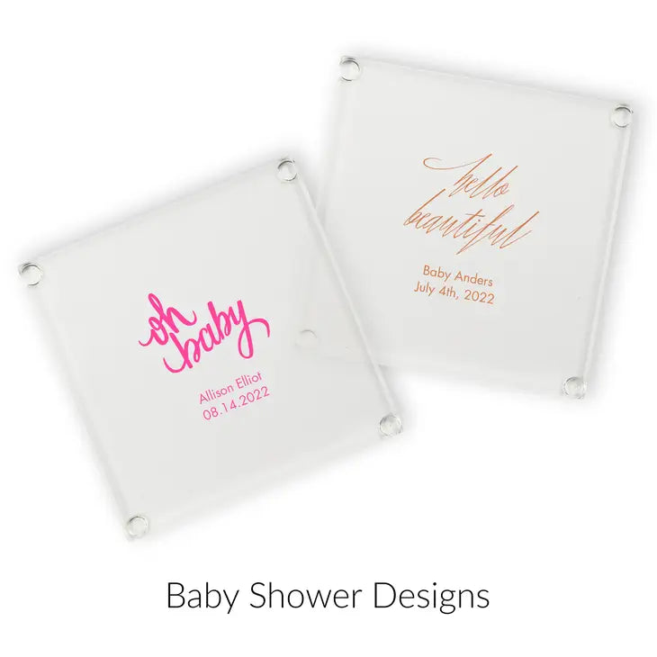 Personalised Glass Drink Coaster Favour - Baby Shower | More Occasions