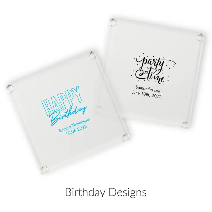 Personalised Glass Drink Coaster Favour - Birthday | More Occasions