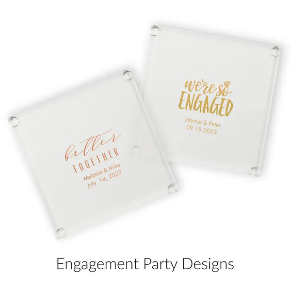 Personalised Glass Drink Coaster Wedding Favour - Engagement Party | More Occasions