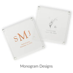 Personalised Glass Drink Coaster Wedding Favour - Monograms | More Designs