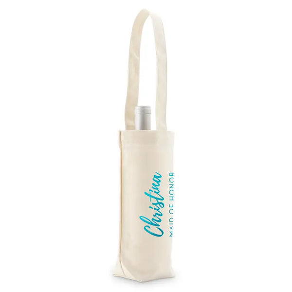 Personalized Reusable Wine Bottle Tote Bag - Calligraphy