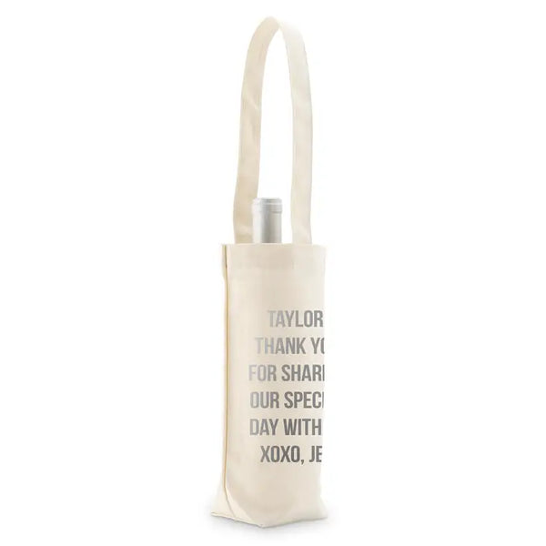 Personalized Reusable Wine Bottle Tote Bag - Custom Text