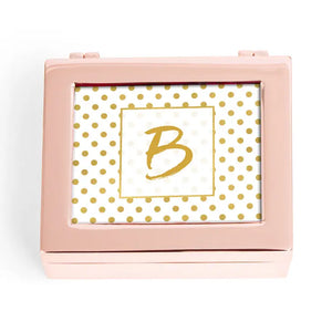 Small Personalized Modern Metal Jewelry Box - Gold Polka-Dot Print