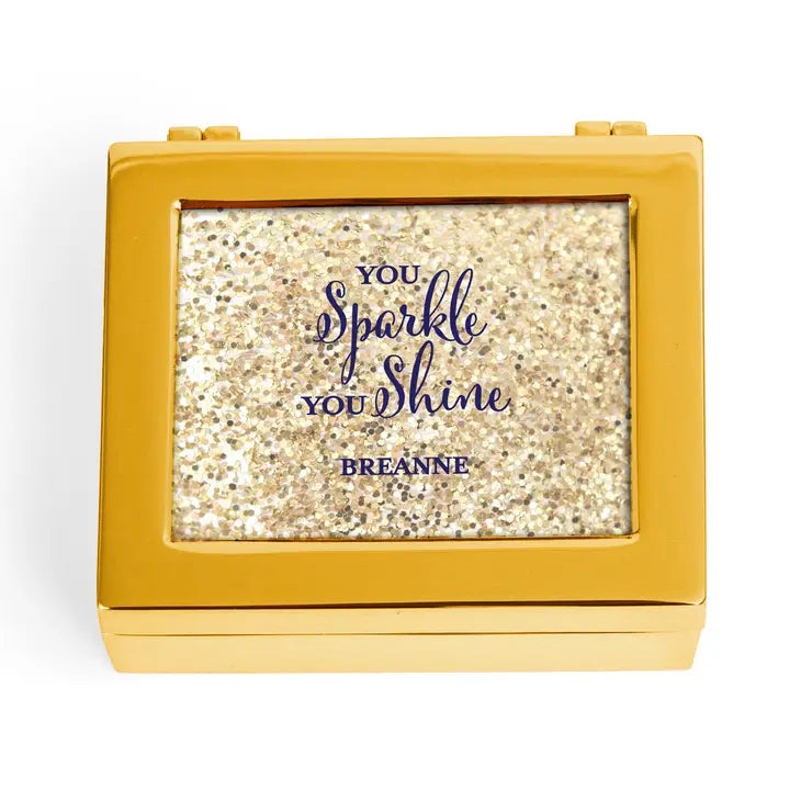 Small Personalized Modern Metal Jewelry Box - Sparkle Shine Glitter Print