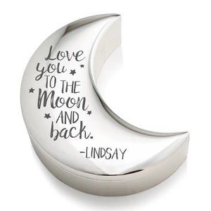 Small Personalized Silver Half Moon Jewelry Box - To The Moon And Back Engraving