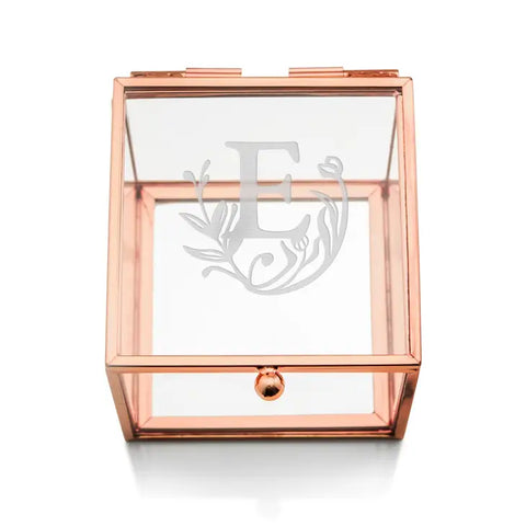 Personalized Rose Gold Glass Jewelry Box – Modern Fairytale Engraving