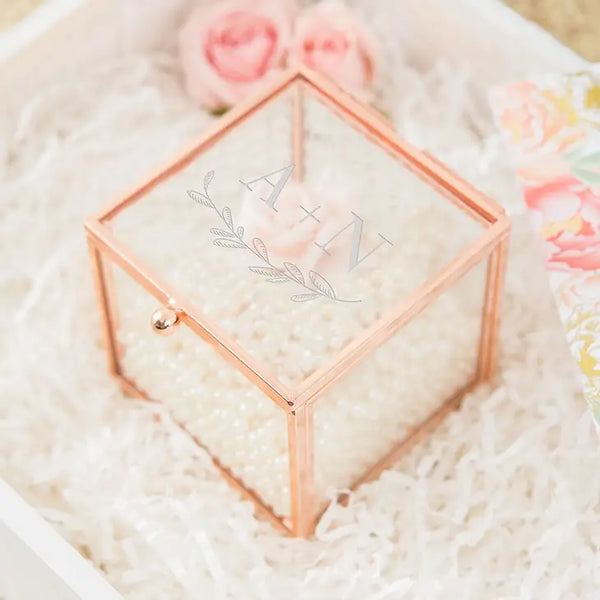 Personalized Rose Gold Glass Jewelry Box – Garland Engraving