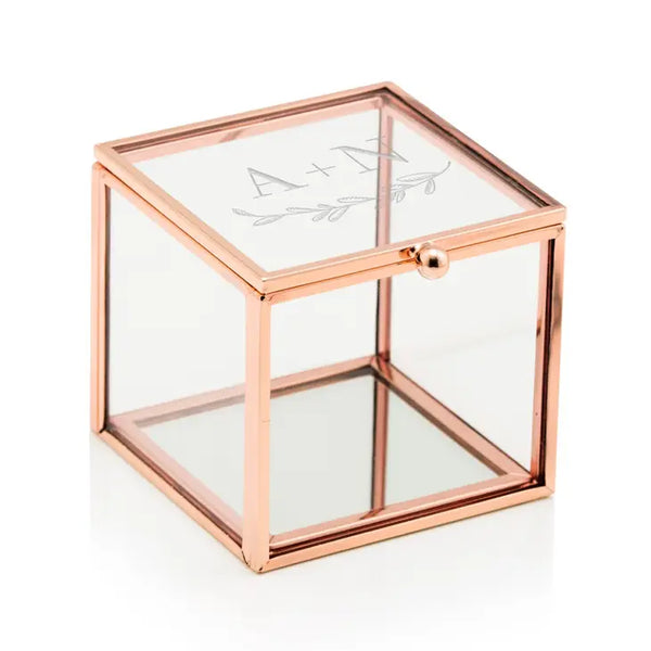 Personalized Rose Gold Glass Jewelry Box – Garland Engraving