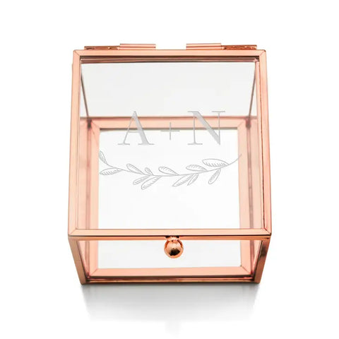 Personalized Rose Gold Glass Jewelry Box – Garland Engraving