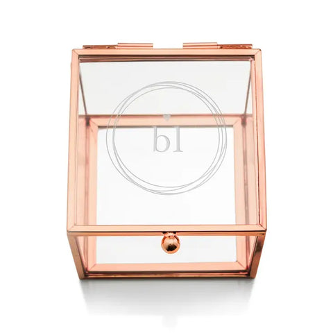 Personalized Rose Gold Glass Jewelry Box – Little Heart Engraving