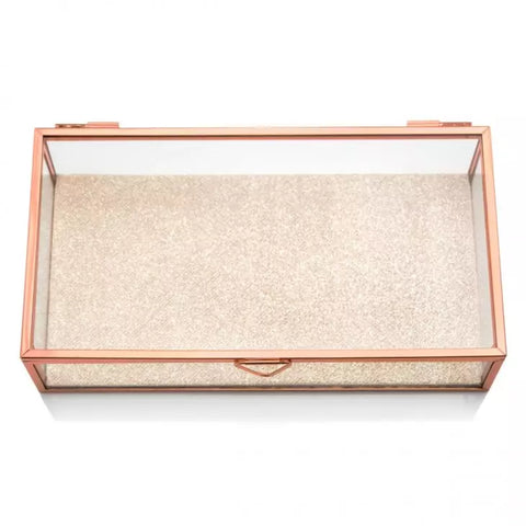 Glass Jewelry Box With Rose Gold Edges