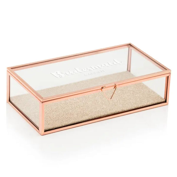 Large Personalized Rectangle Glass Jewelry Box - Retro Luxe Cursive