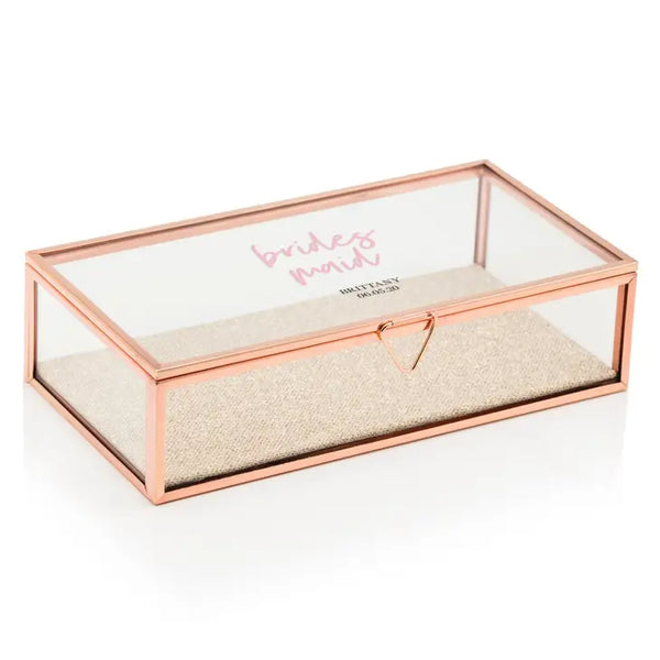 Large Personalized Rectangle Glass Jewelry Box - Bridesmaid