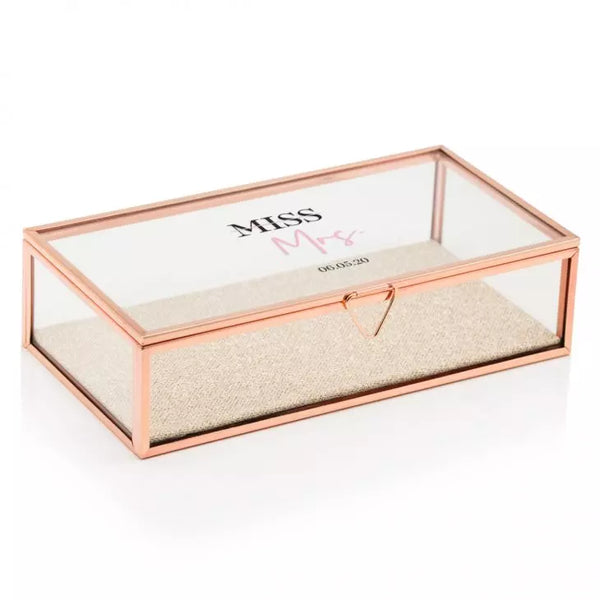 Large Personalized Rectangle Glass Jewelry Box - Miss To Mrs