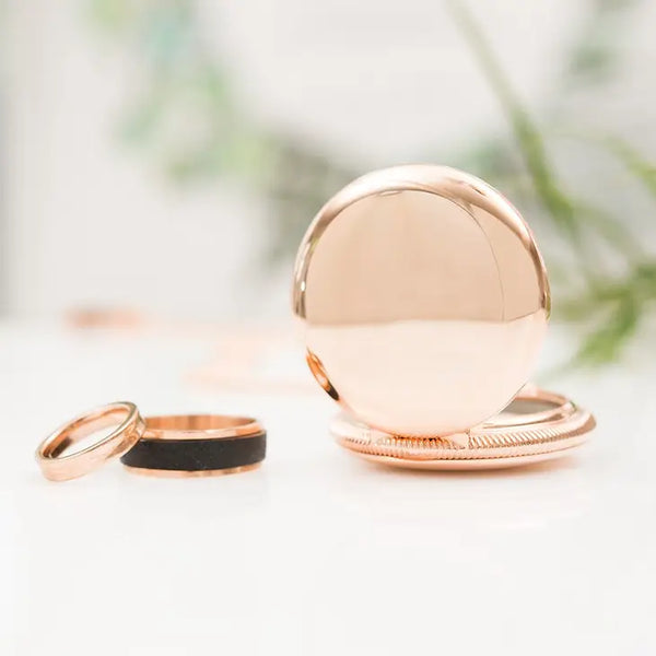 Pocket Wedding Ring Holder With Chain - Rose Gold