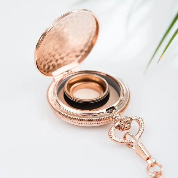 Pocket Wedding Ring Holder With Chain - Rose Gold