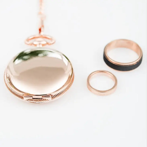 Pocket Wedding Ring Holder With Chain - Rose Gold