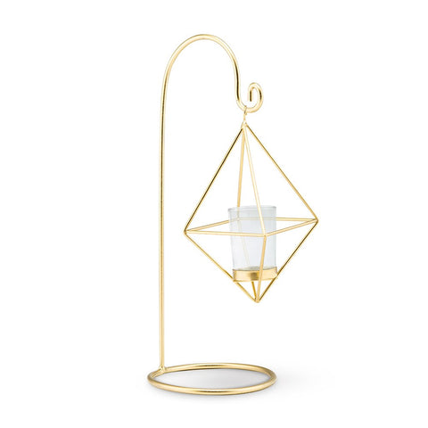 Small Geometric Hanging Tealight Holder - Gold