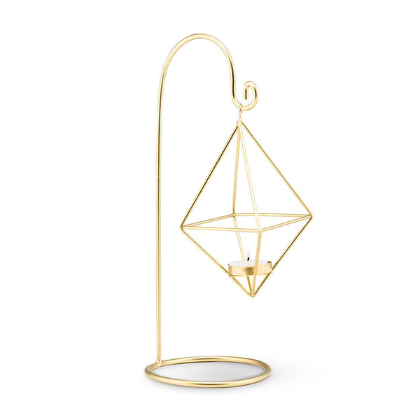 Small Geometric Hanging Tealight Holder - Gold