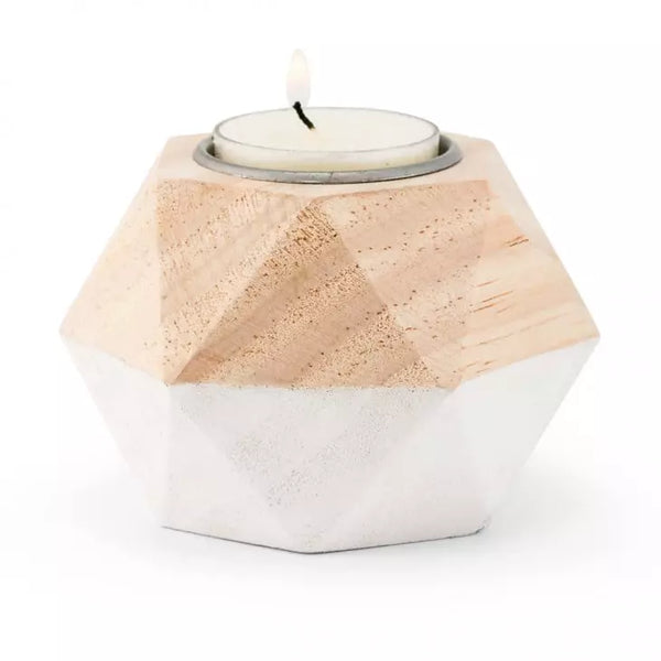 Geometric Wooden Tealight Holder - Set of 4