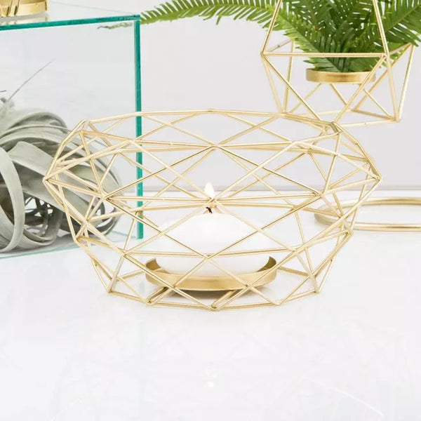 Modern Gold Geometric Metal Table Centerpiece