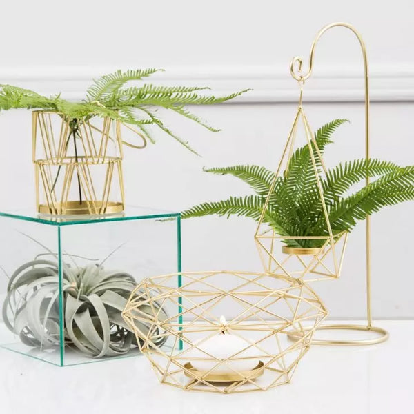 Modern Gold Geometric Metal Table Centerpiece