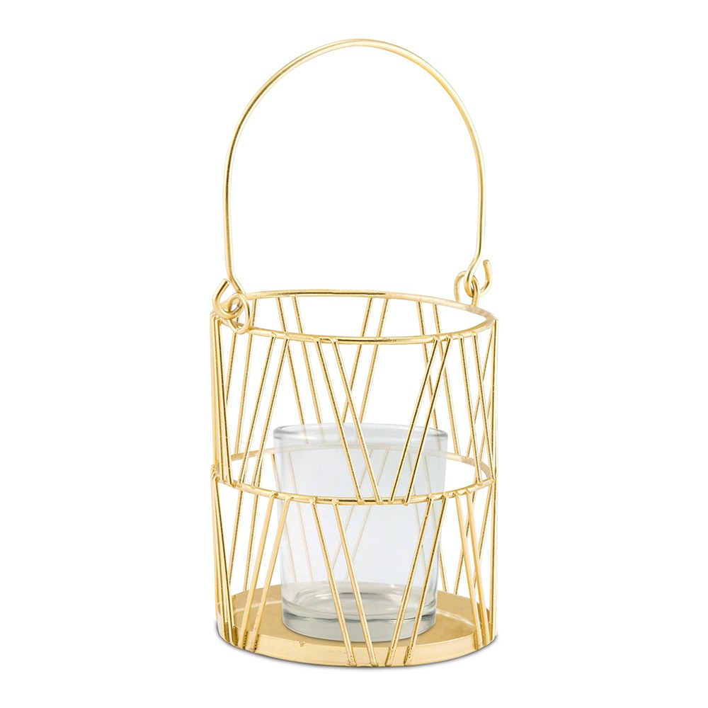 Gold Geometric Candle Lantern