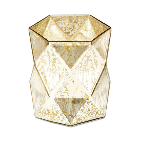 Gold Geo Mercury Glass Hurricane Vase