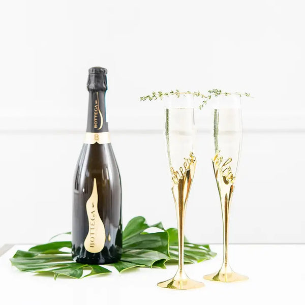 Gold Champagne Glasses - Cheers To Love