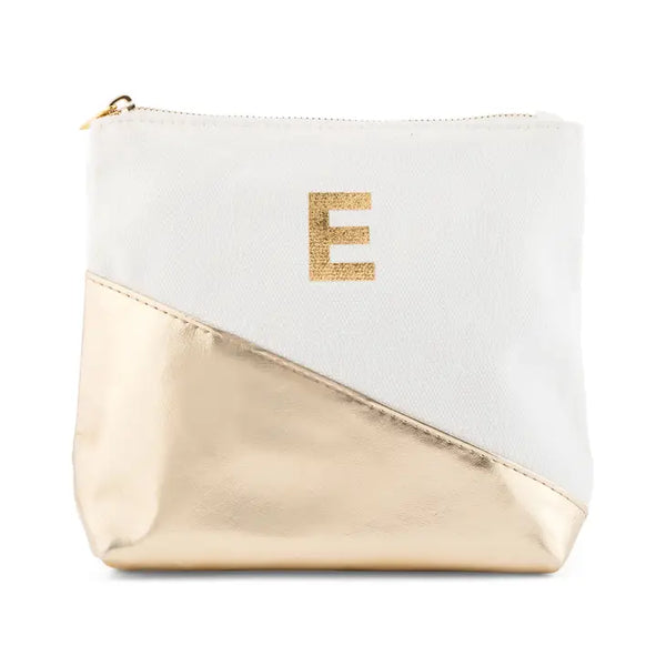 Small Personalized Makeup Bag For Women- Metallic Gold Dipped