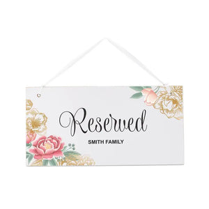 Small Personalized Wooden Wedding Sign - White Modern Floral