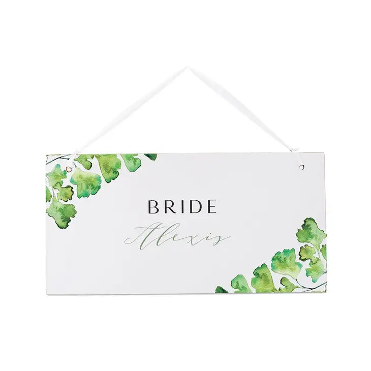 Small Personalized Wooden Wedding Sign - White Adiantum Greenery