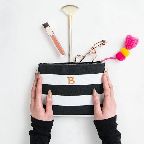 Small Personalized Makeup Bag For Women- Bliss Striped