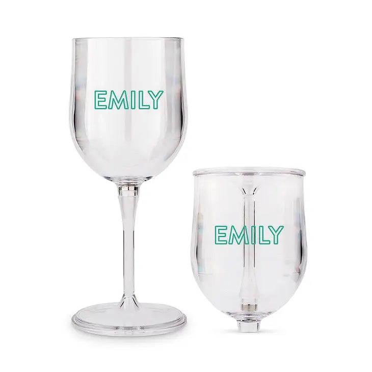 Personalized Portable Plastic Nesting Wine Glass - Line Monogram Print