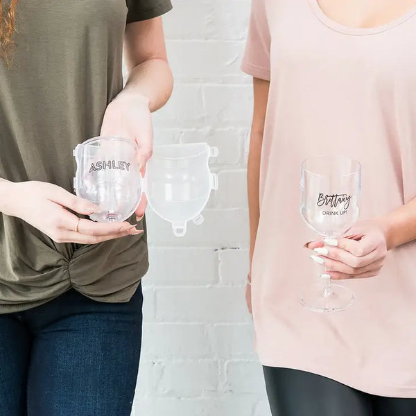 Personalized Portable Plastic Nesting Wine Glass - Line Monogram Print