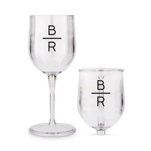 Personalized Portable Plastic Nesting Wine Glass - Stacked Monogram Print