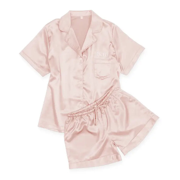 Women's Personalized Satin Pajama Sleepwear Set - Pink Blush