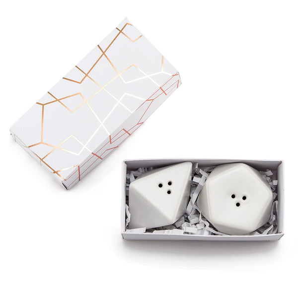 White Geometric Salt & Pepper Shaker Set