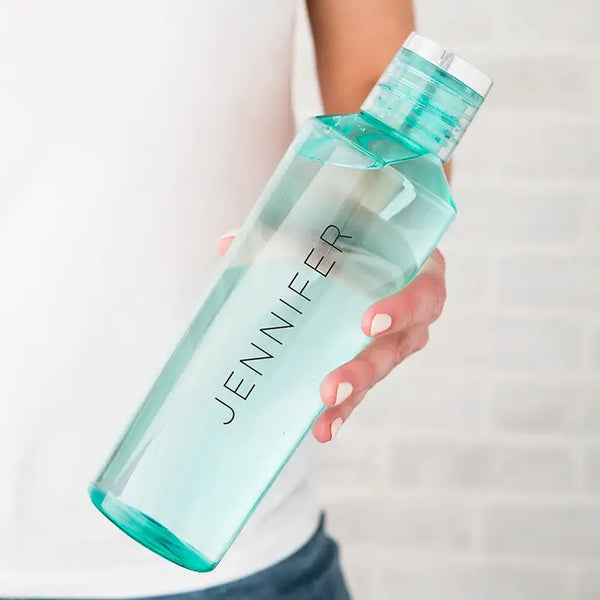 Personalized Reusable Plastic Water Bottle - Contemporary Vertical Print