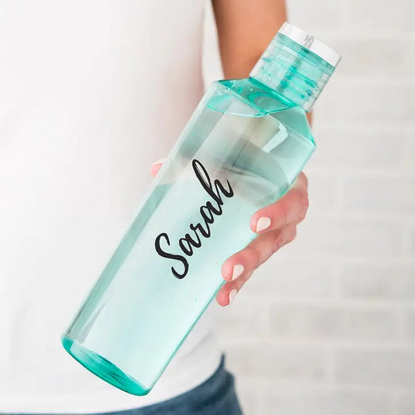 Personalized Reusable Plastic Water Bottle - Calligraphy Print