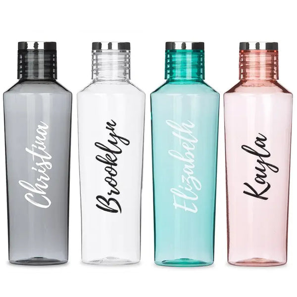 Personalized Reusable Plastic Water Bottle - Calligraphy Print