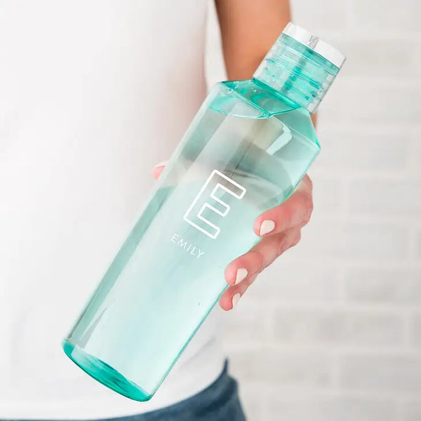 Personalized Reusable Plastic Water Bottle - Line Initial Print